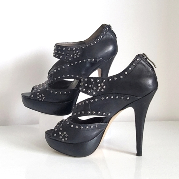 Vince Camuto Caged Studded Punk Platform Heel Ankle Boots "Mabels" Size 36 - Picture 3 of 16